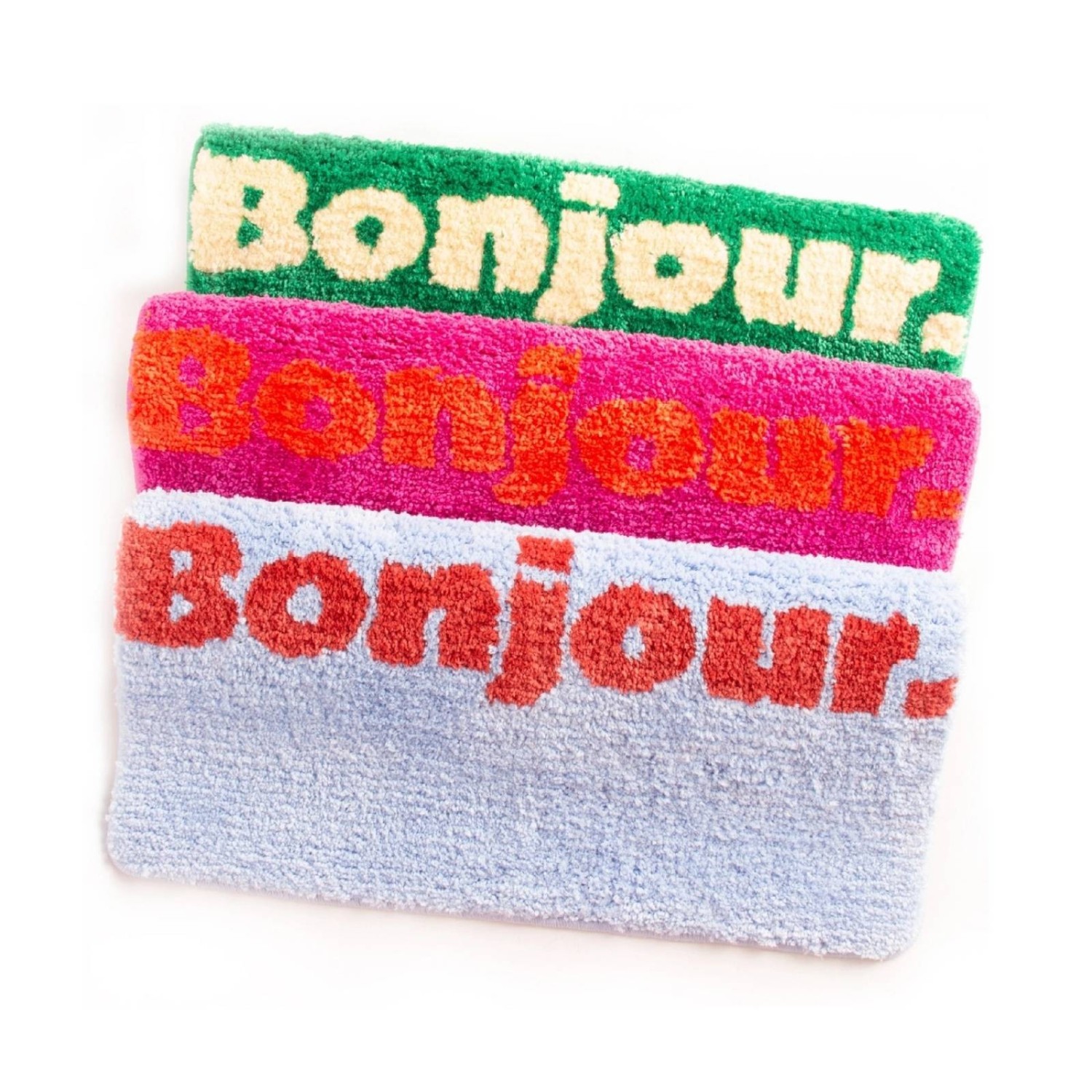 Tapis de bain Bonjour bleu clair