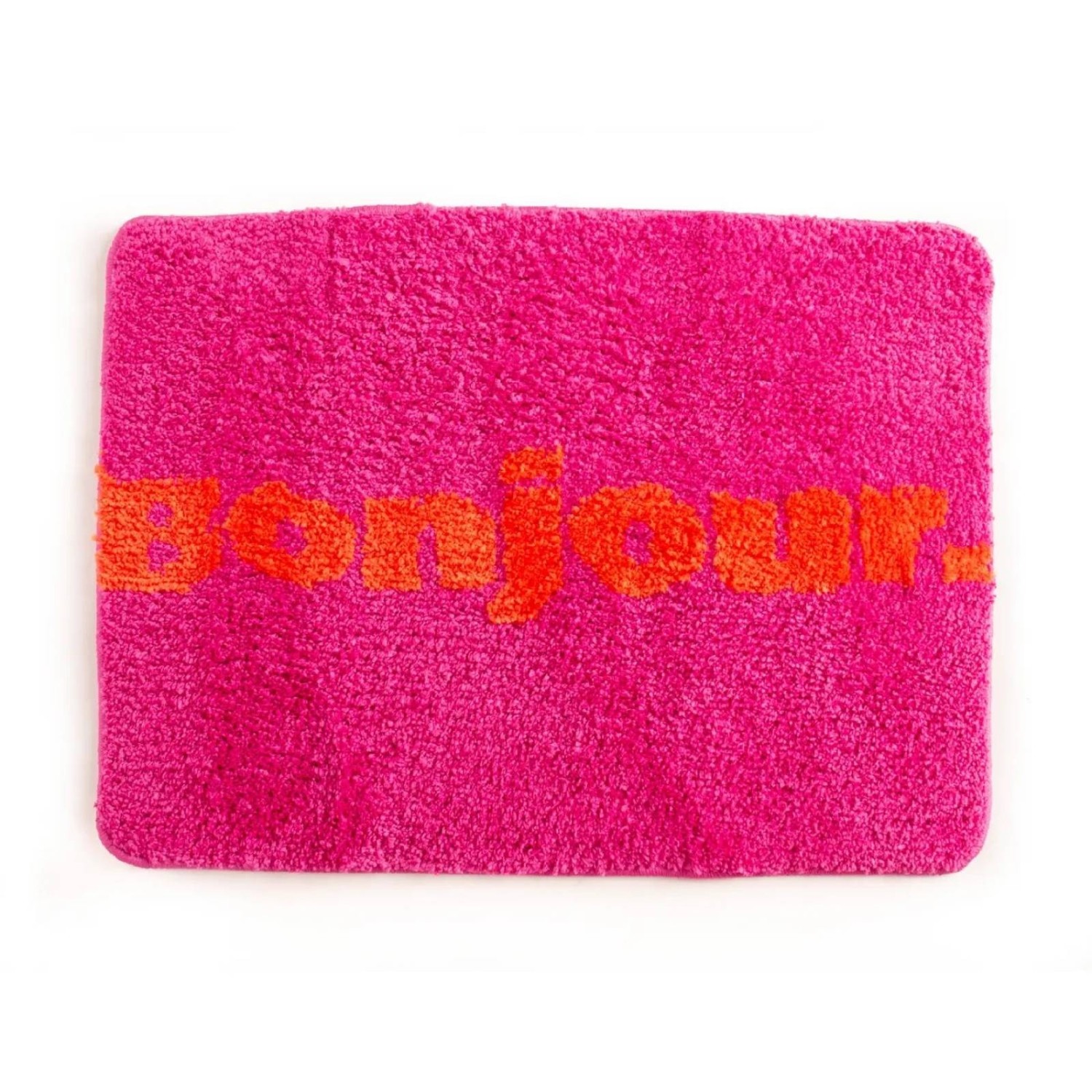 Tapis de bain Bonjour rose