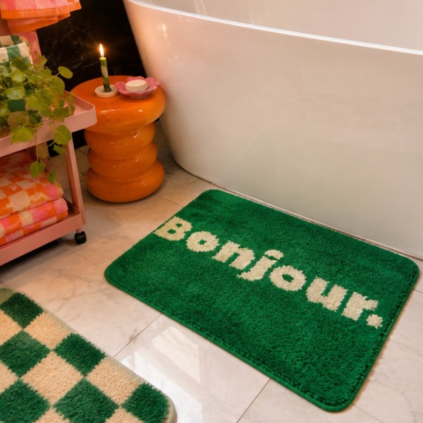 Tapis de bain Bonjour vert