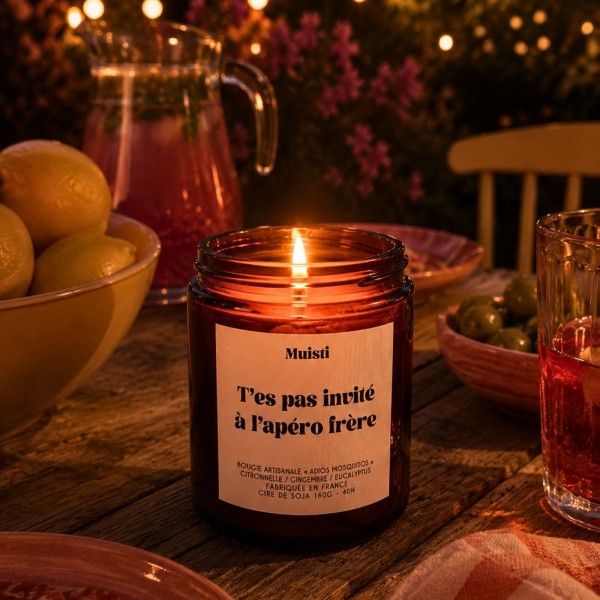 Bougie anti-moustiques - T’es pas invité à l’apéro frère