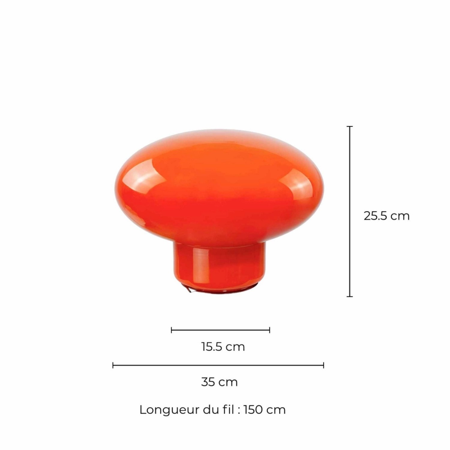 Lampe à poser XXL en verre coloré Ovalie orange
