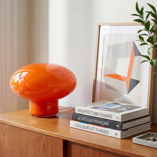 Lampe à poser XXL en verre coloré Ovalie orange