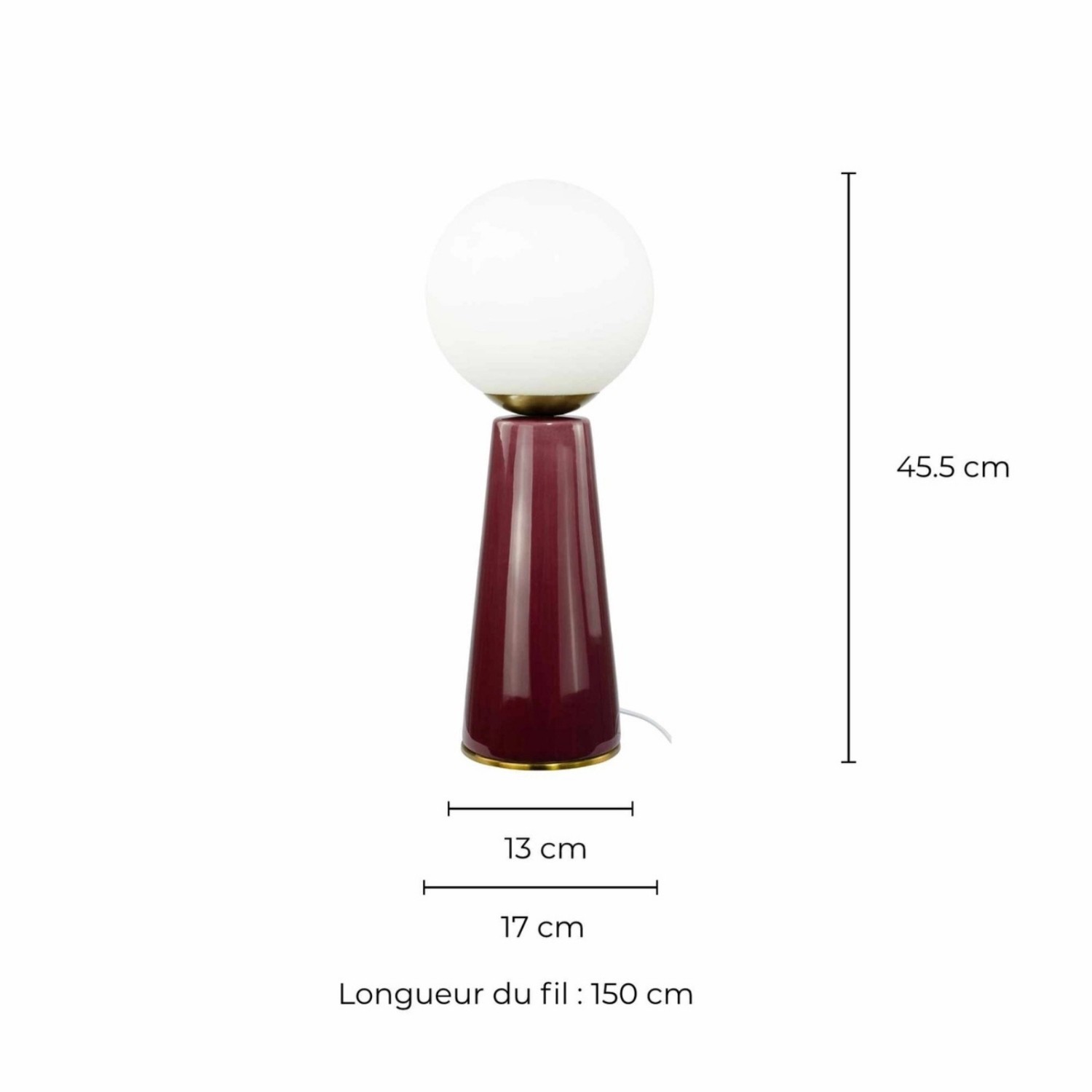 Lampe à poser Colyne bordeaux