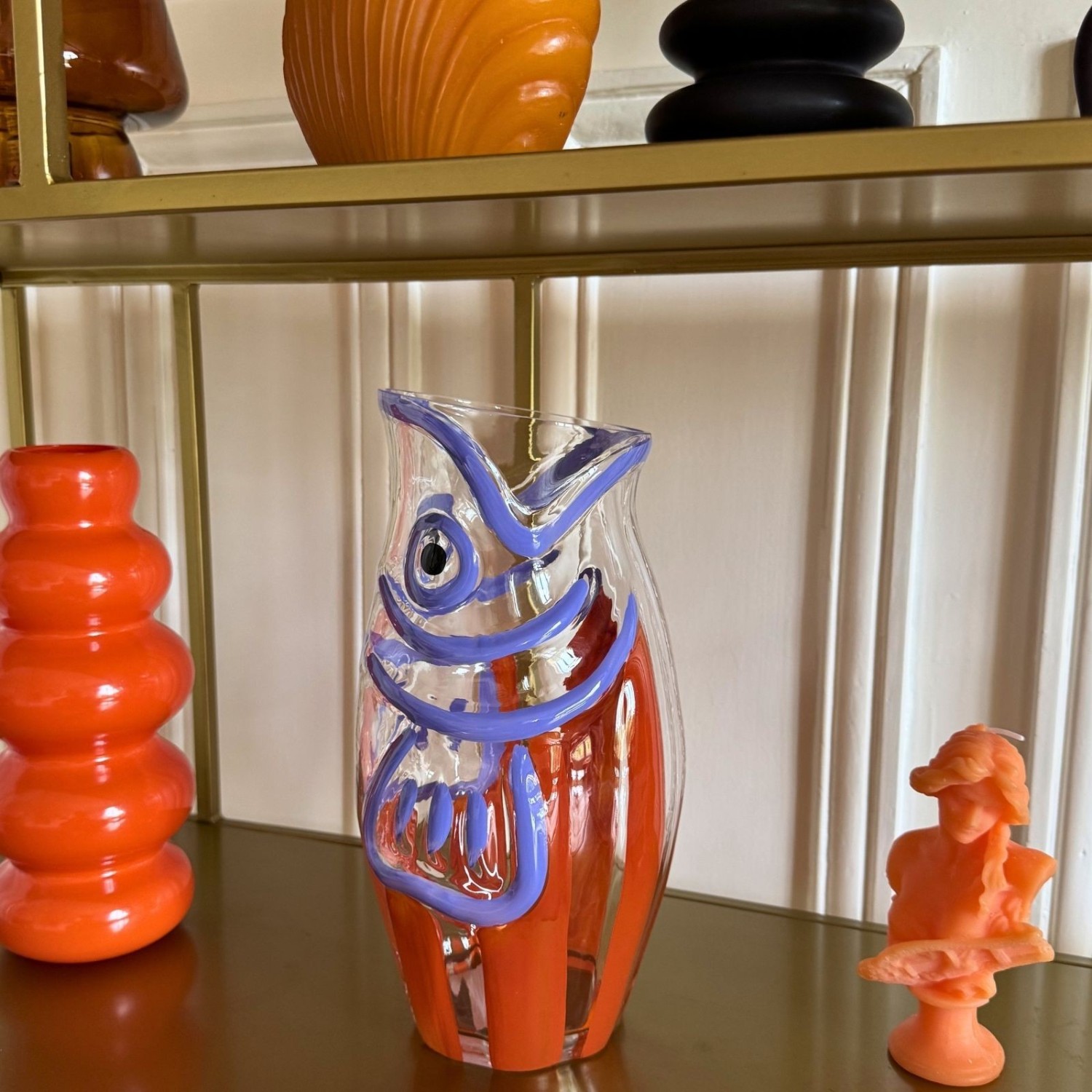 Grand vase poisson Napoléon bleu