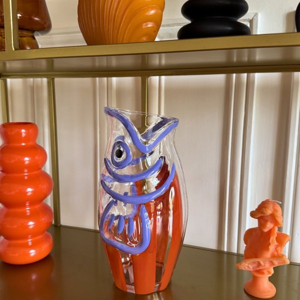 Grand vase poisson Napoléon bleu