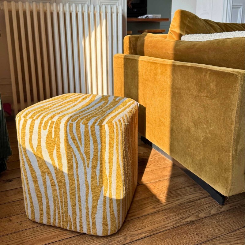 Pouf Kube Safari moutarde