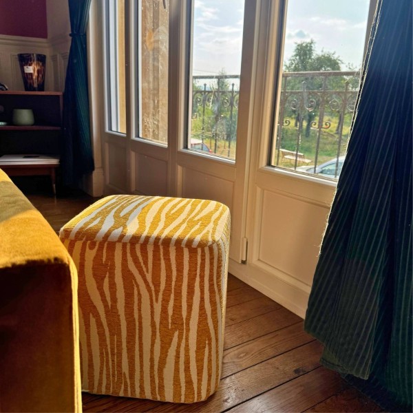 Pouf Kube Safari moutarde