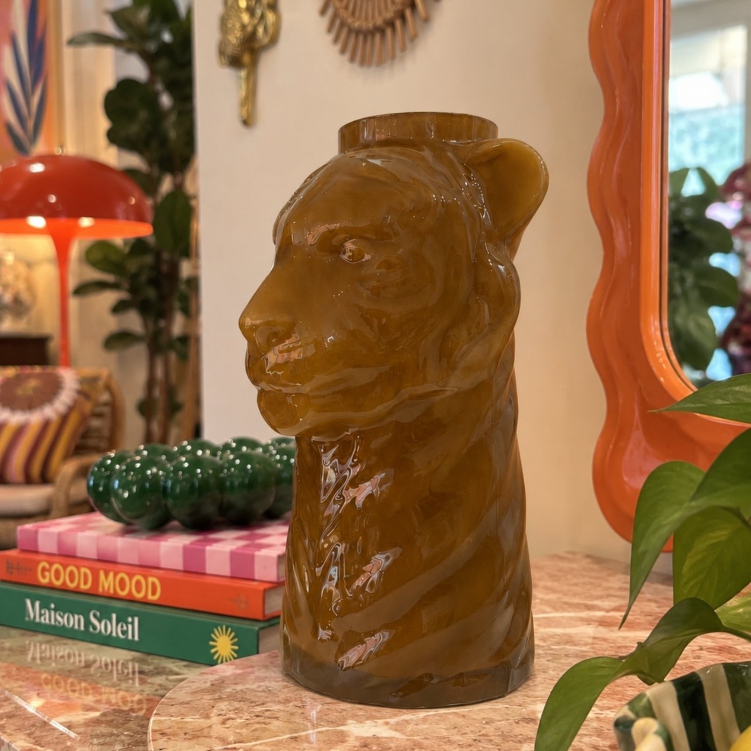Vase Opal Lion Olive