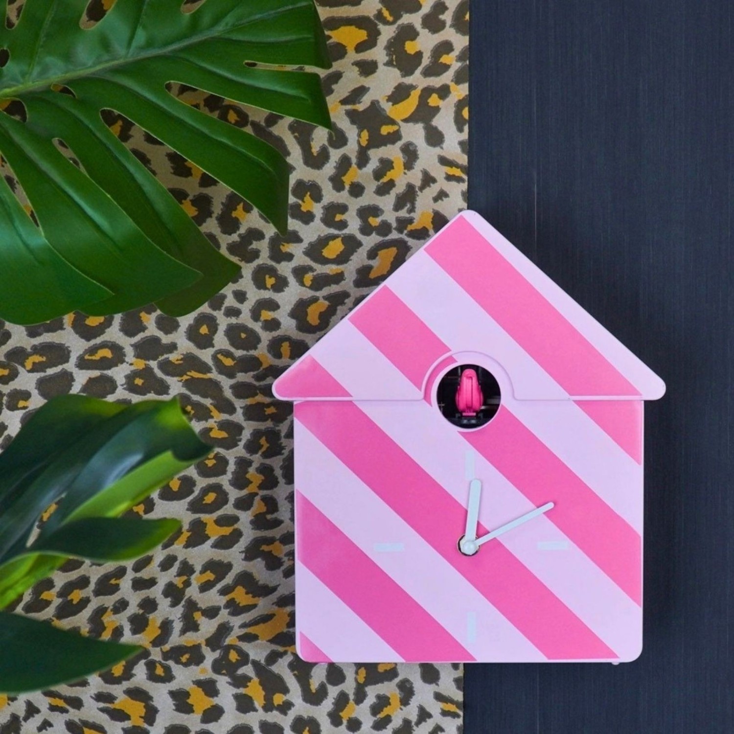 Horloge Coucou Rayée Rose