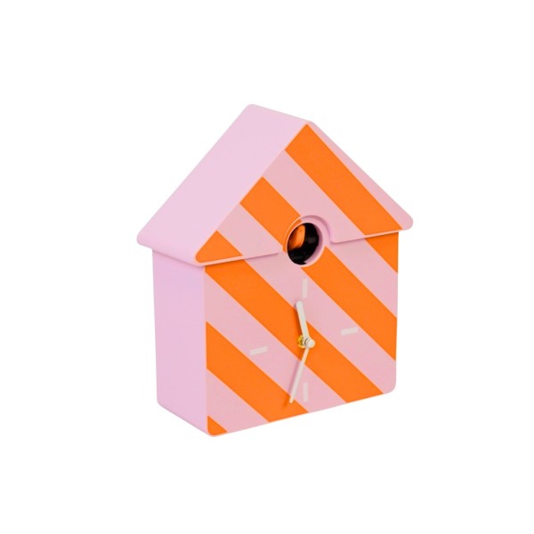 Horloge Coucou Rayée Orange & Rose