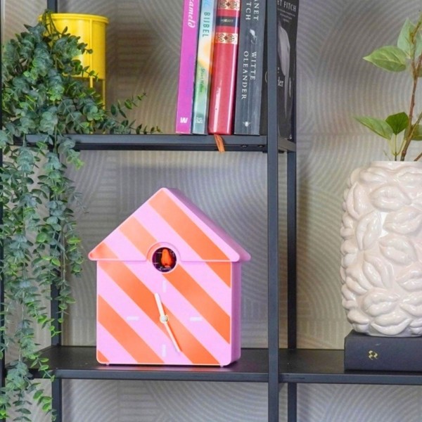 Horloge Coucou Rayée Orange & Rose