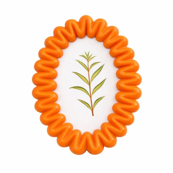 Cadre photo ovale ondulé orange pour photo 10x15 cm décoration colorée