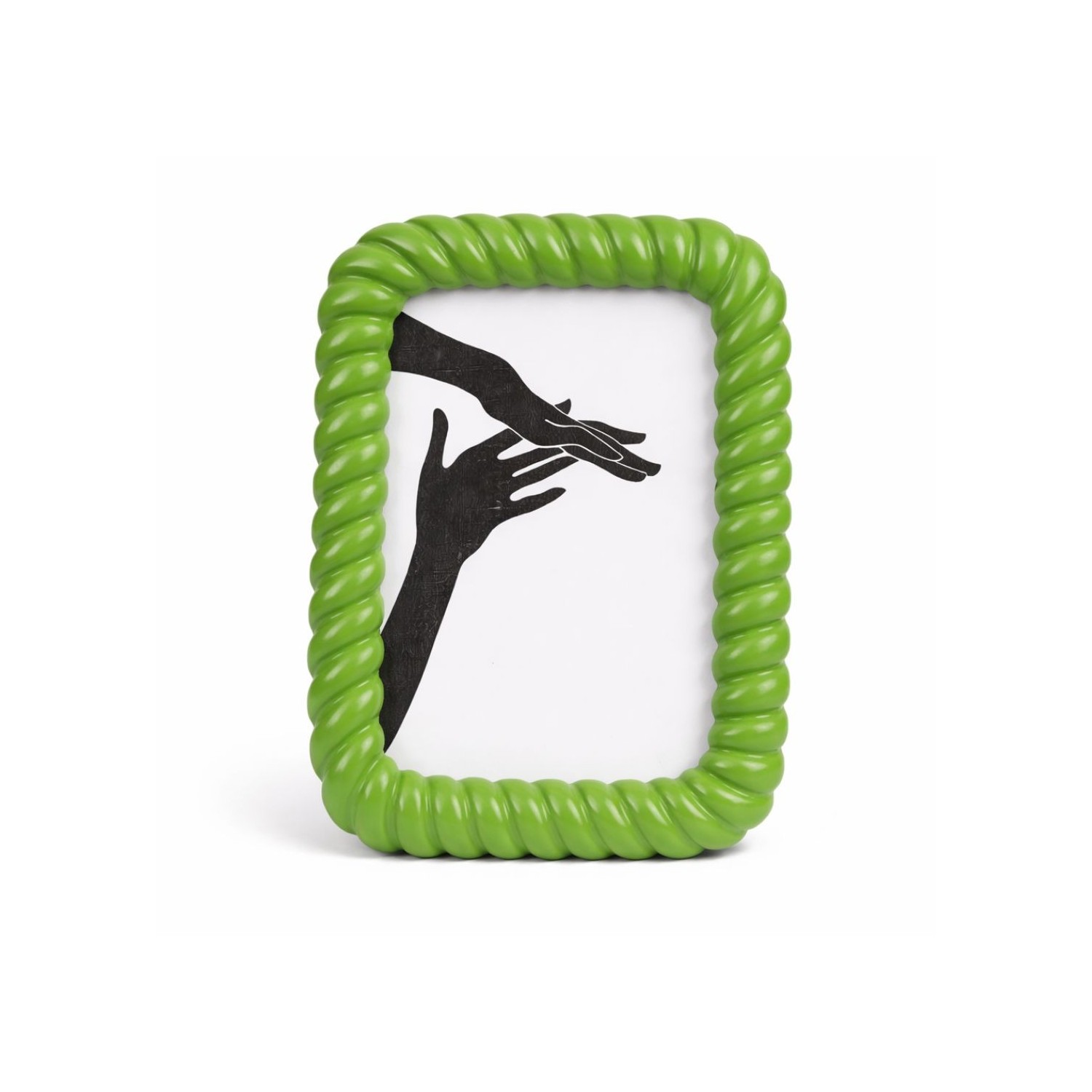 Cadre photo vert torsadé 10x15 cm dans une décoration intérieure colorée