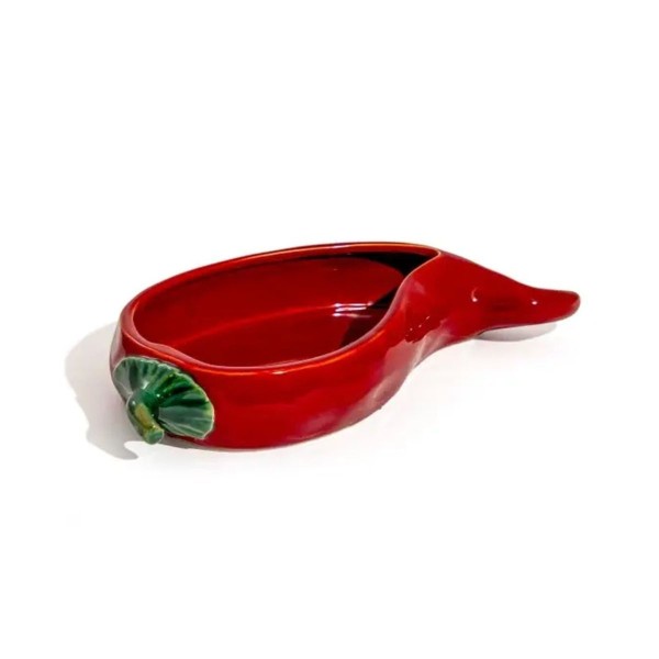 Coupelle en céramique en forme de piment rouge, petit plat décoratif original pour apéritif ou décoration de table colorée