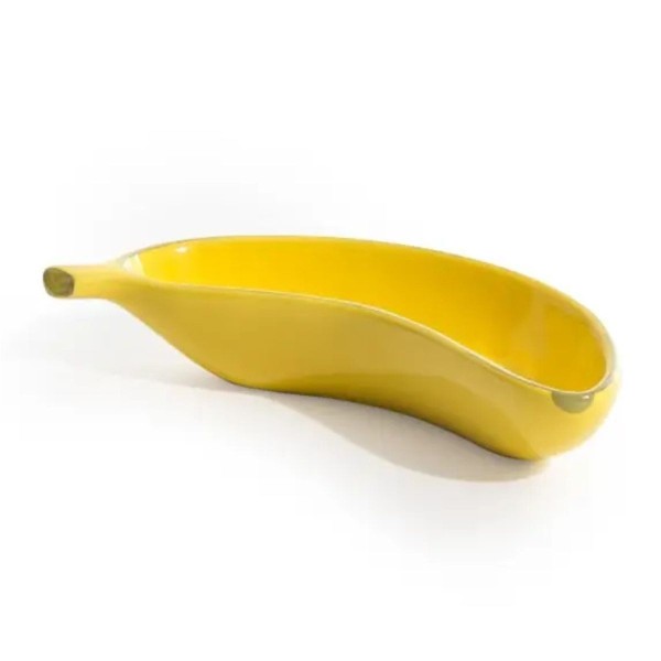 Coupelle banane en céramique jaune décorative