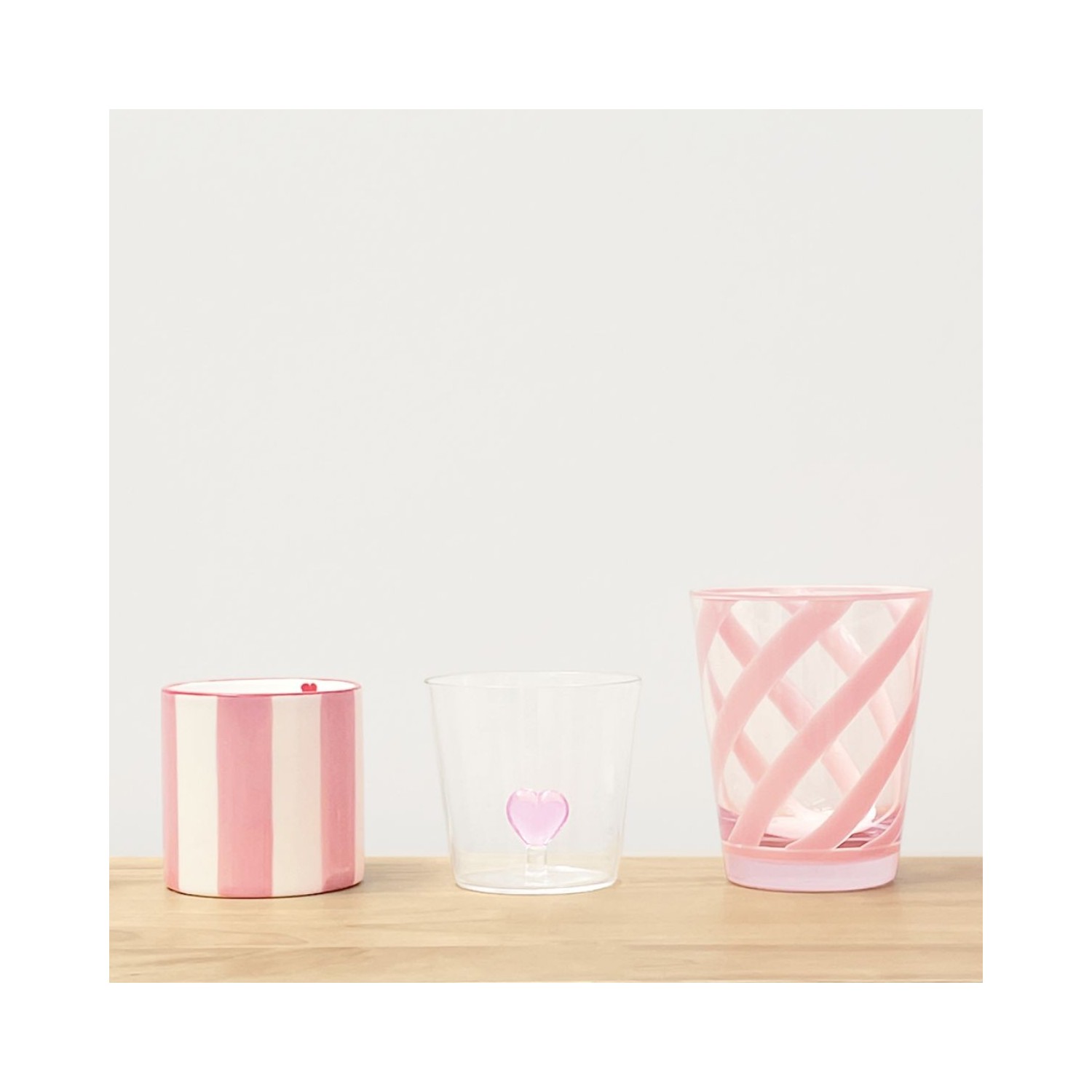 Verre Gobelet Cœur Rose
