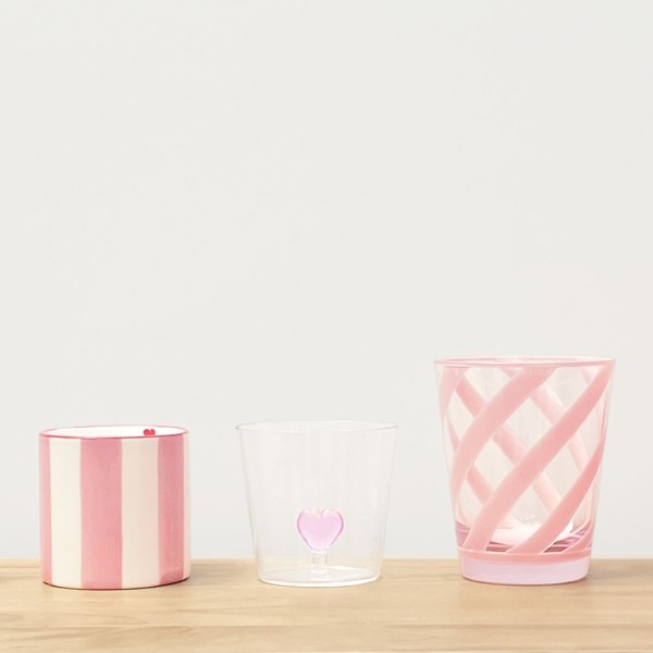 Verre Gobelet Cœur Rose