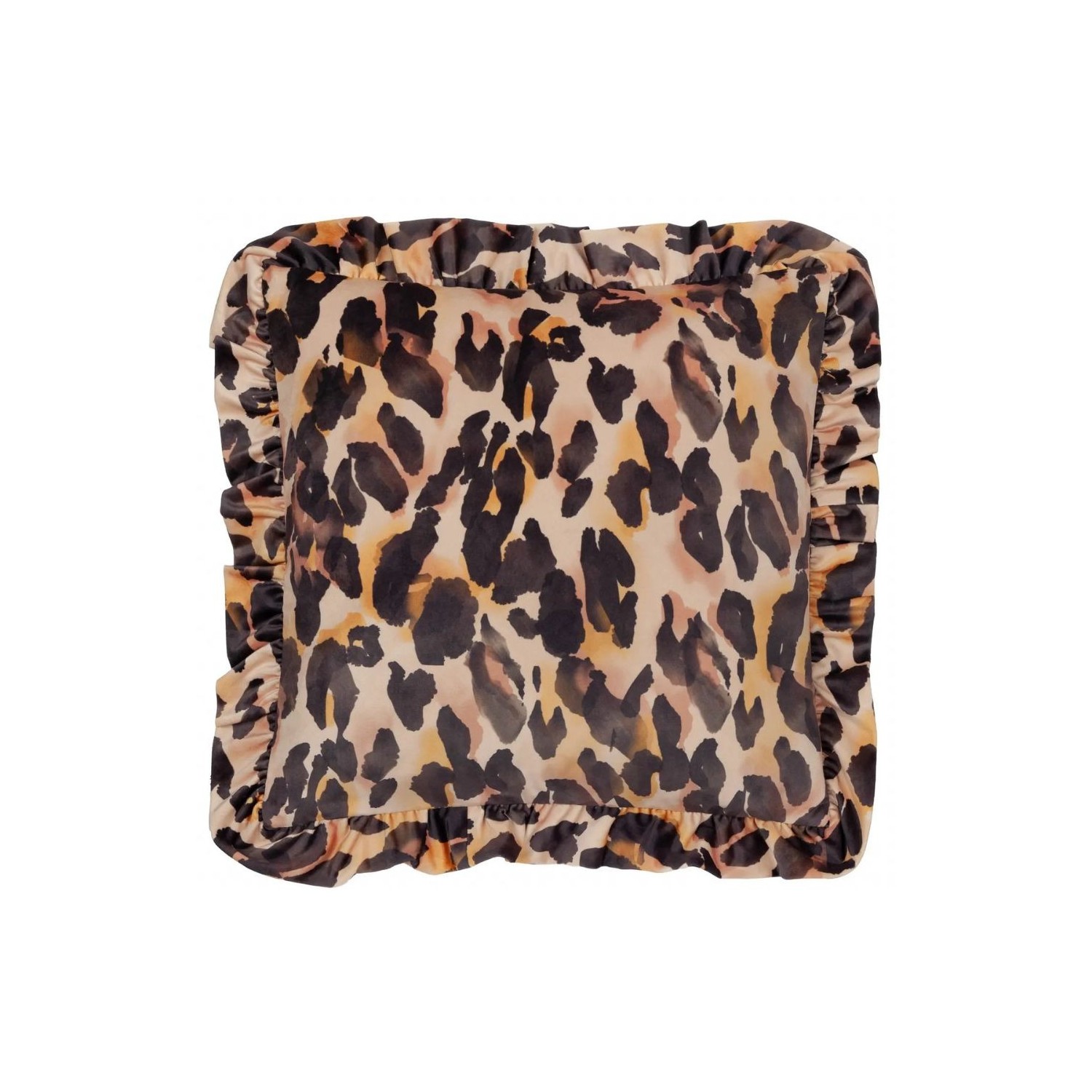 Coussin léopard à volants style rétro années 70 décoration colorée