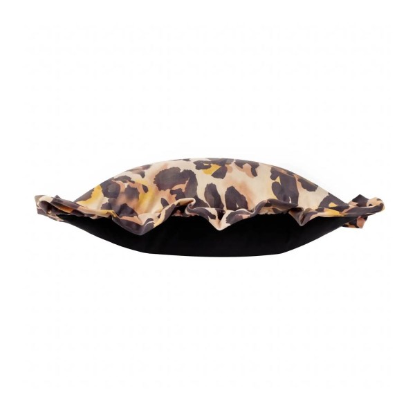 Coussin léopard à volants style rétro années 70 décoration colorée