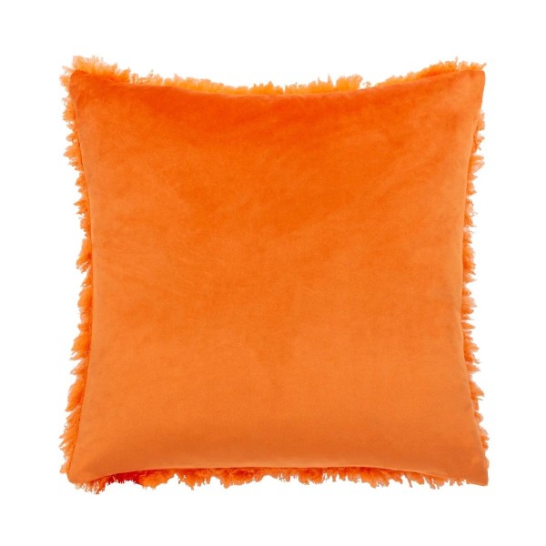 Coussin moumoute orange fluo style rétro décoration intérieure colorée