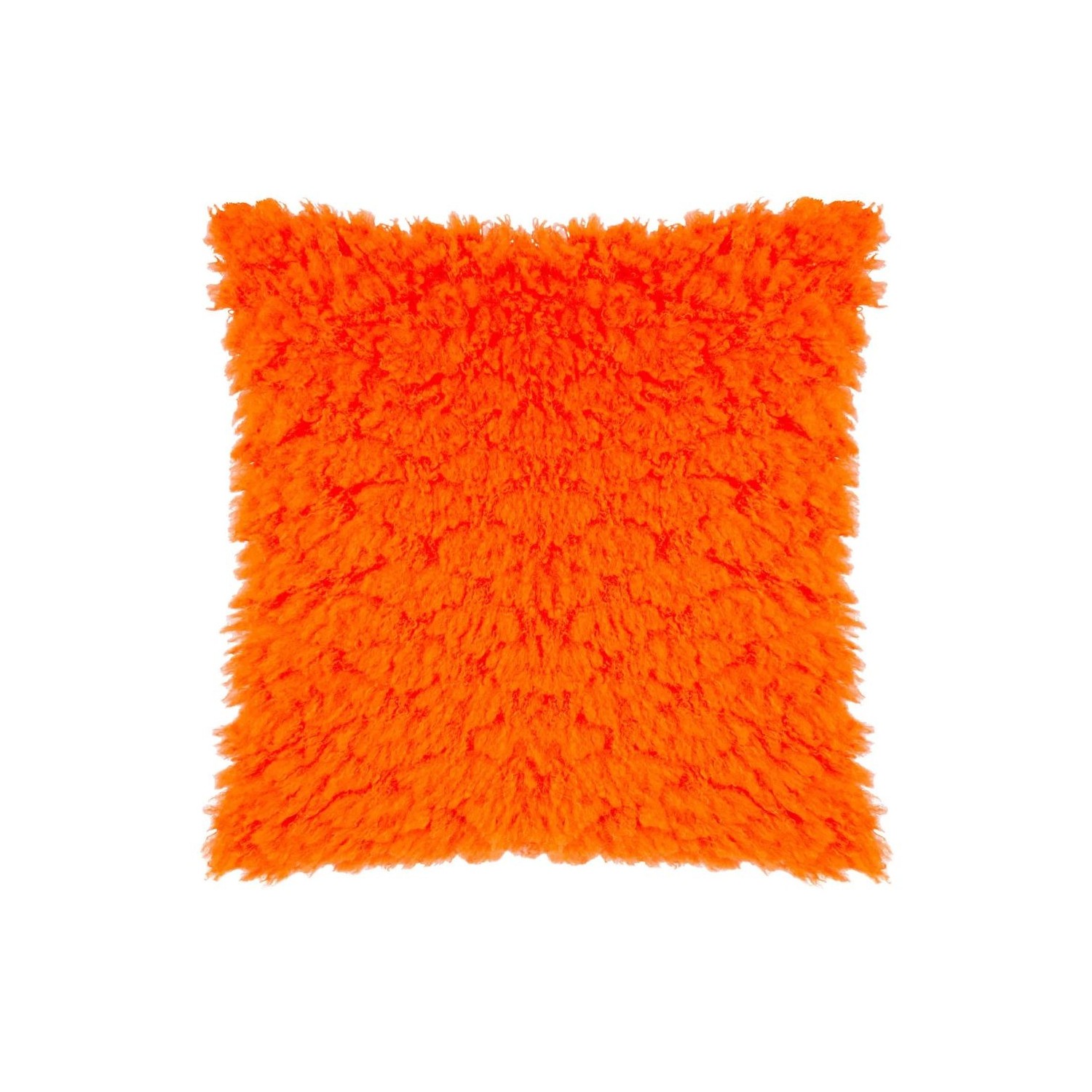 Coussin moumoute orange fluo style rétro décoration intérieure colorée