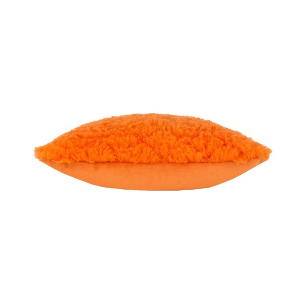 Coussin moumoute orange fluo style rétro décoration intérieure colorée