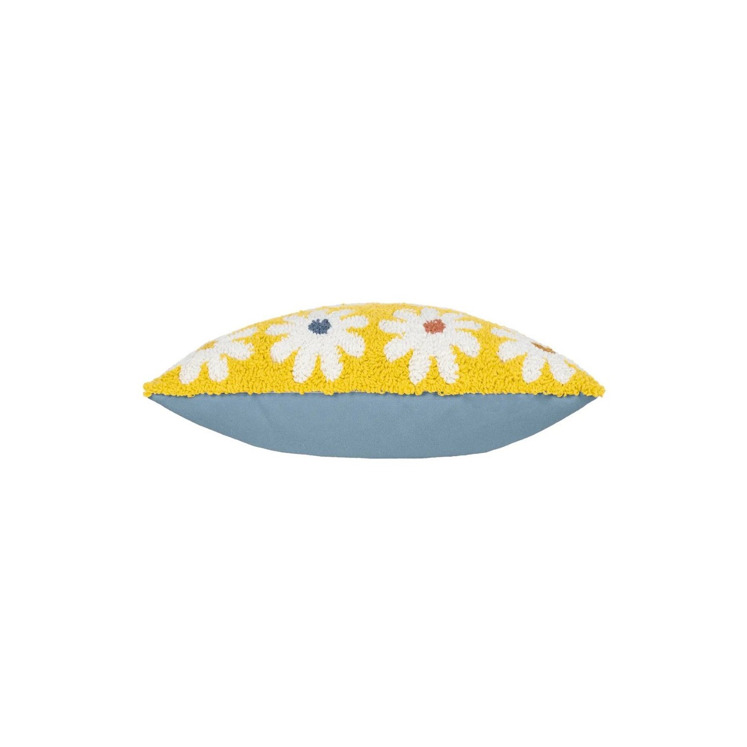 Coussin jaune à marguerites blanches style rétro décoration intérieure colorée