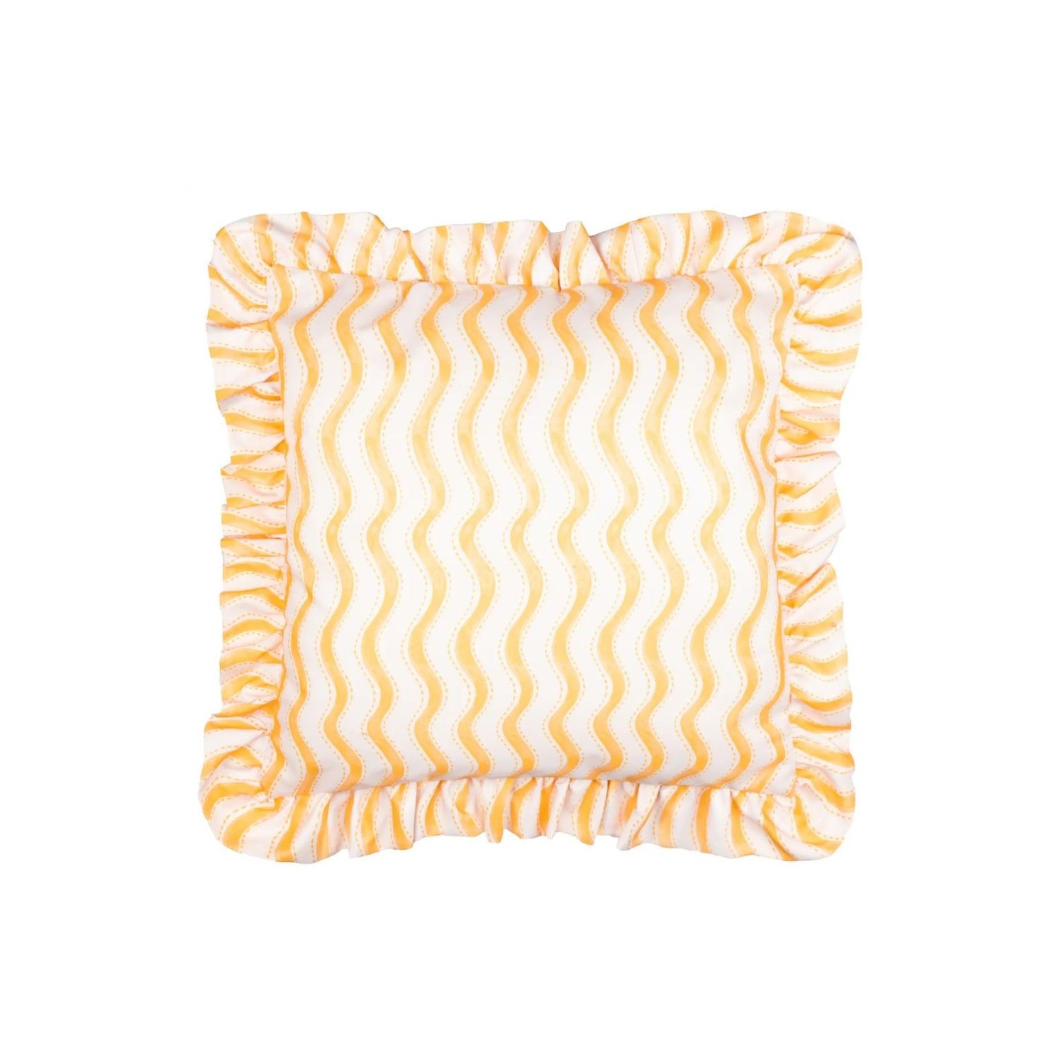 Coussin d’extérieur décor soleil et fleurs avec volants décoration colorée