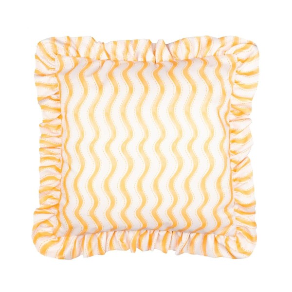 Coussin d’extérieur décor soleil et fleurs avec volants décoration colorée