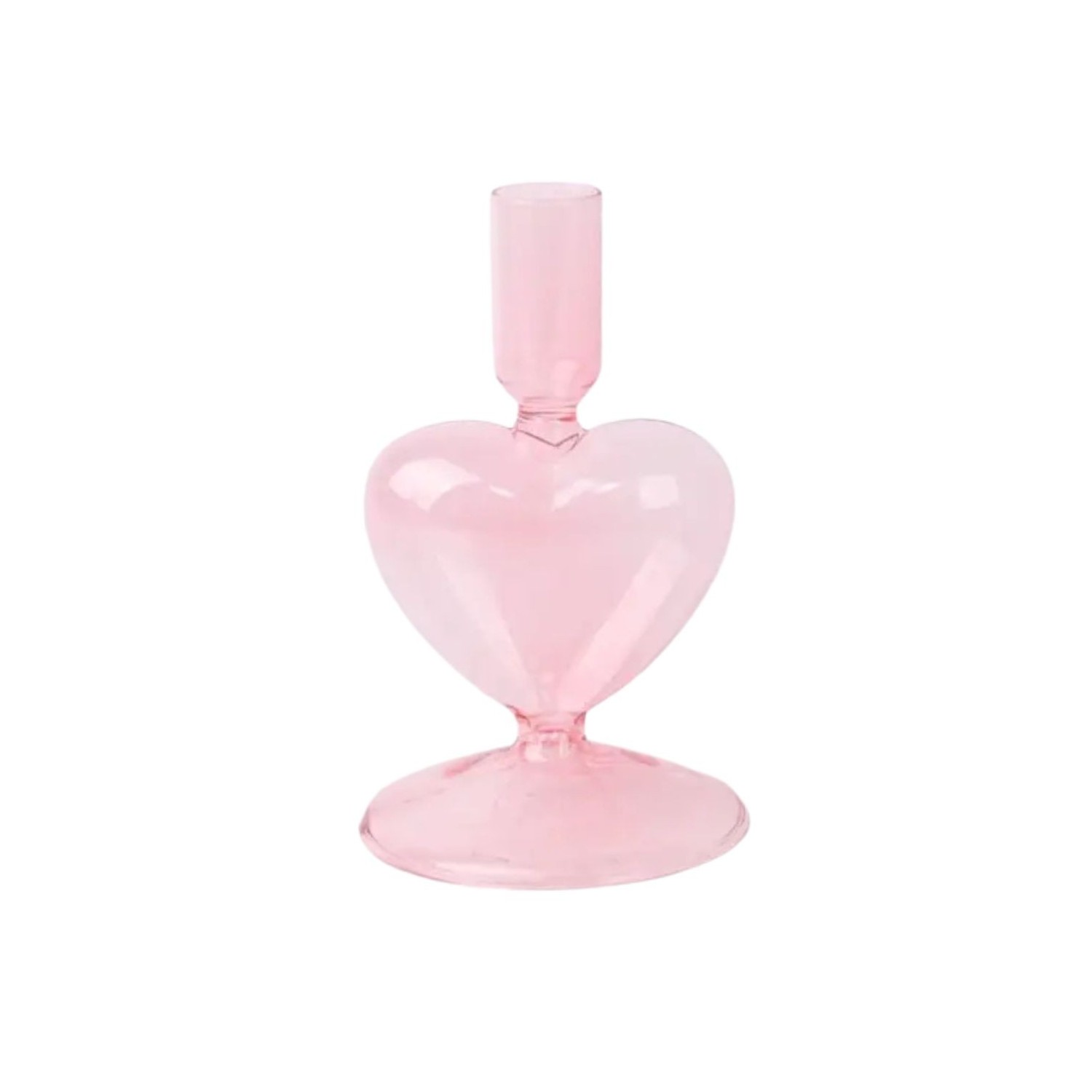 Bougeoir cœur en verre rose décoration romantique