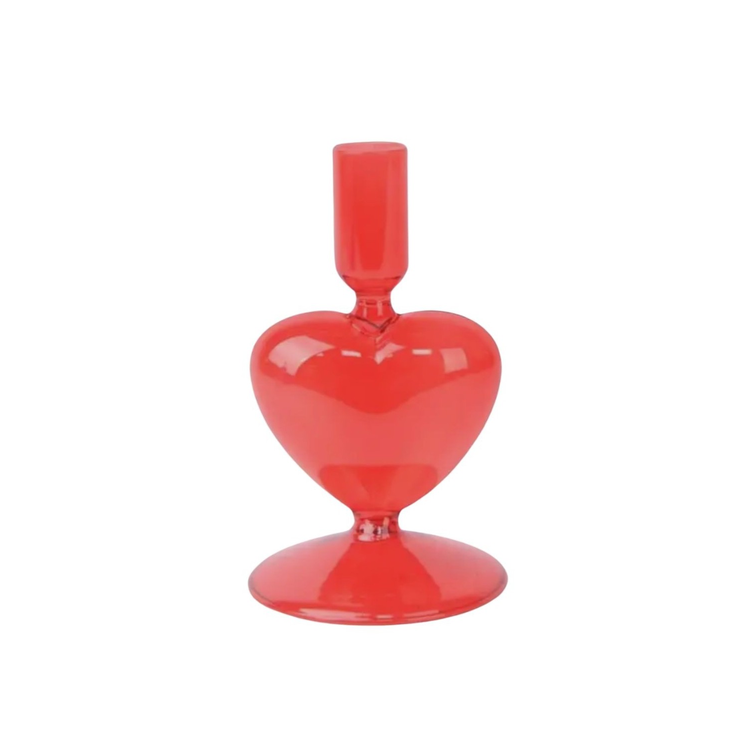 Bougeoir cœur en verre rouge décoration romantique