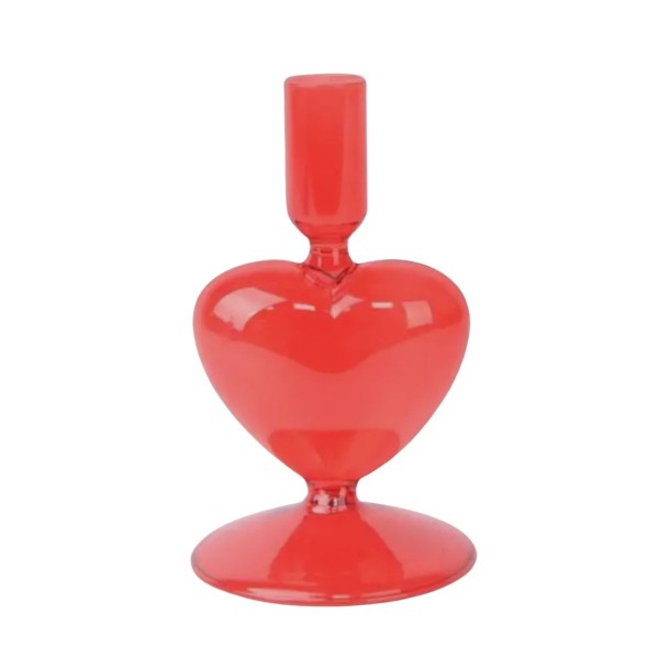 Bougeoir cœur en verre rouge décoration romantique