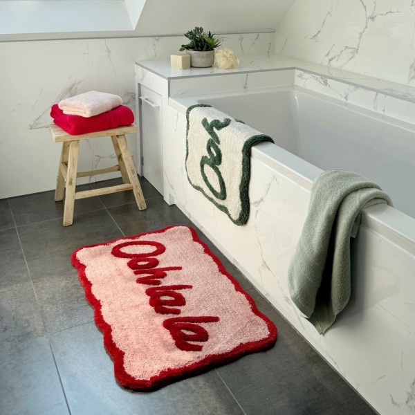 Tapis de bain antidérapant « Ooh La La » - Rose/Rouge
