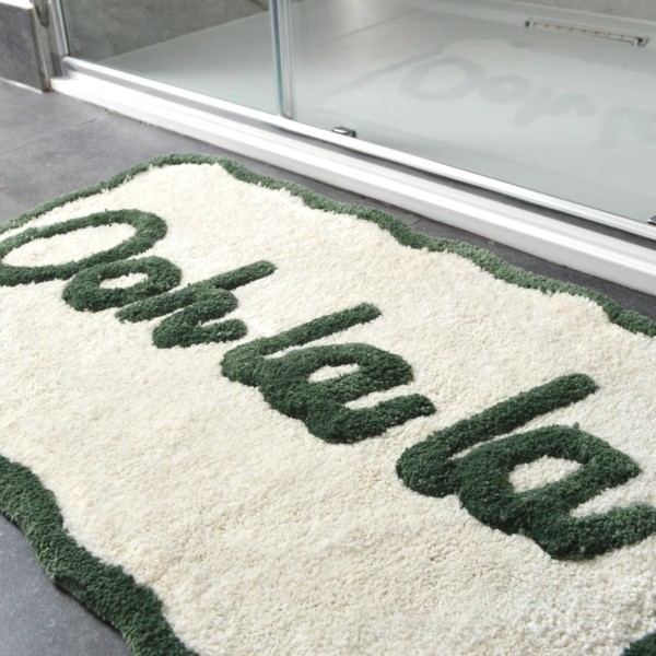 Tapis de bain antidérapant « Ooh La La » - Vert/Crème