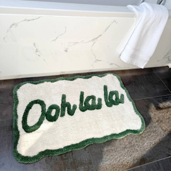 Tapis de bain antidérapant « Ooh La La » - Vert/Crème