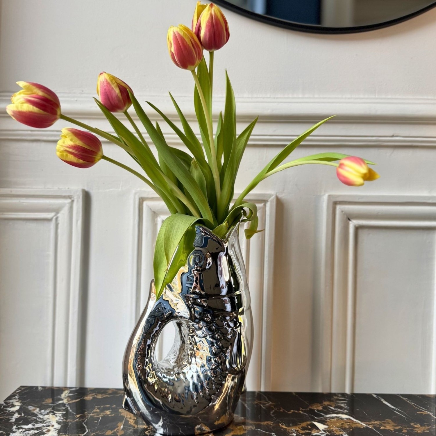 Vase Poisson Argenté