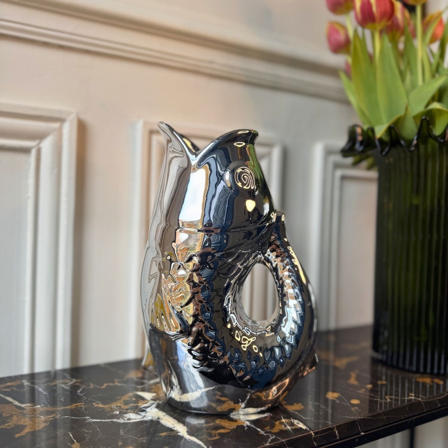 Vase Poisson Argenté