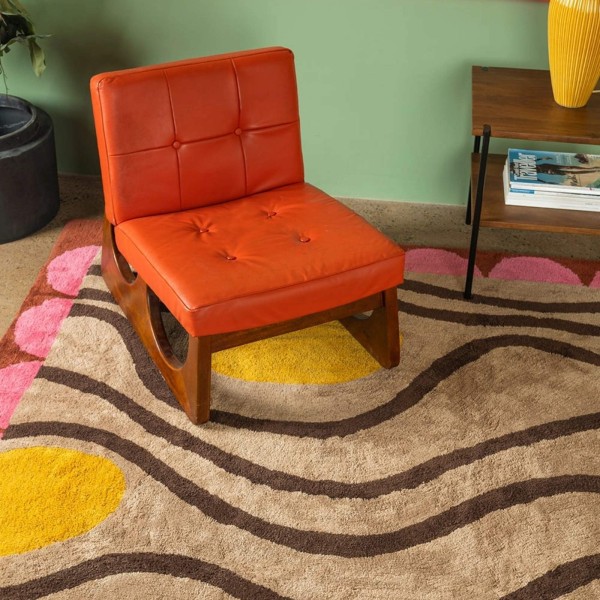 Tapis en coton recyclé abstrait Madeleine