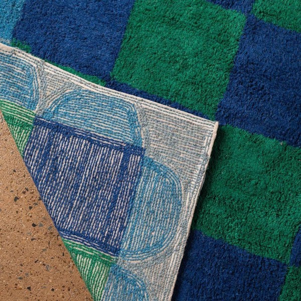 Tapis en coton recyclé à carreaux Eleanor
