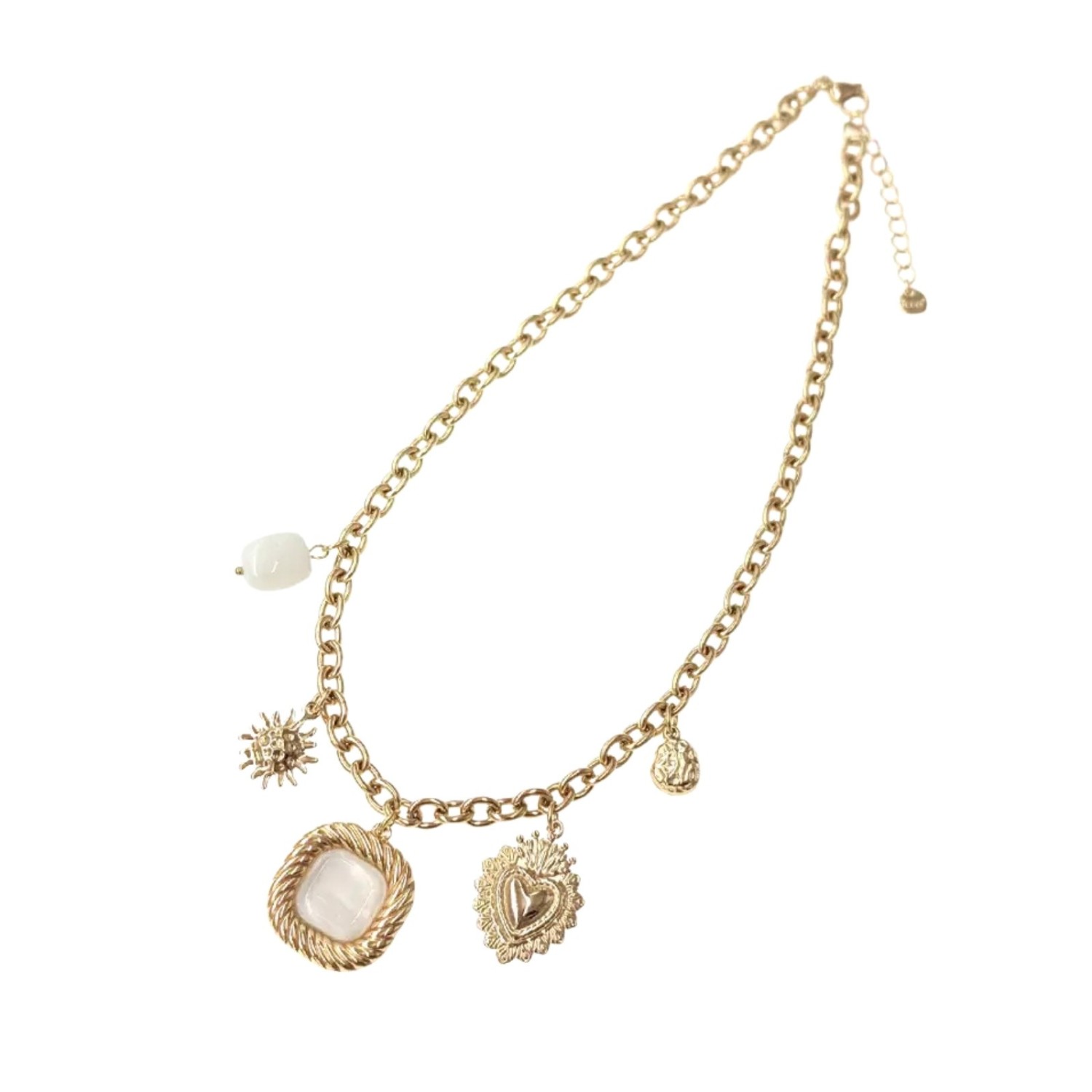 Collier breloques résine acier inoxydable doré Bari