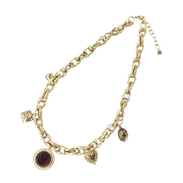 Collier chaîne doré bordeaux Aria