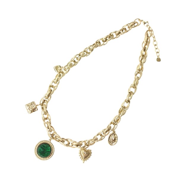 Collier chaîne doré & vert Aria