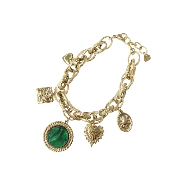 Bracelet chaîne doré & vert Aria