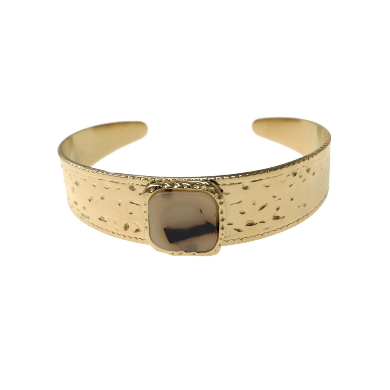 Bracelet manchette doré & beige Myri