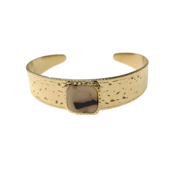 Bracelet manchette doré & beige Myri