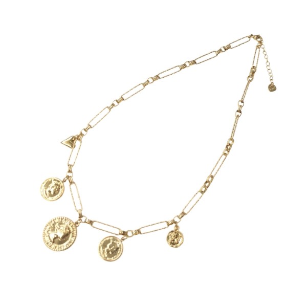 Collier chaîne doré médailles Aka
