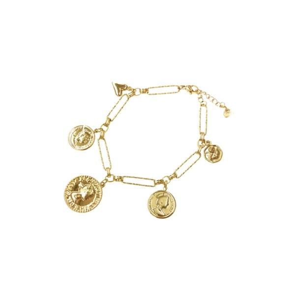 Bracelet chaîne doré médailles Aka