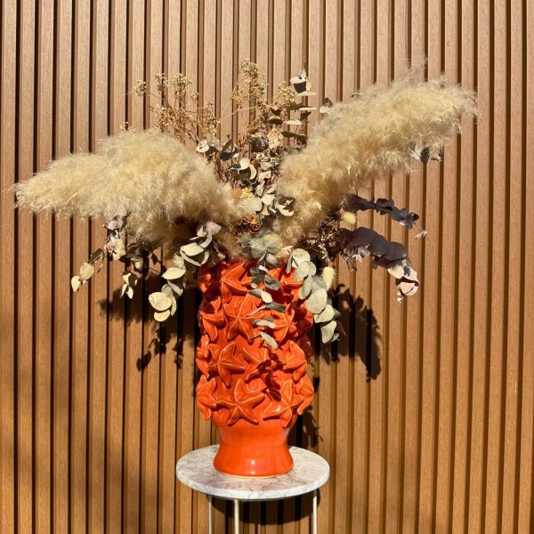 Grand vase en céramique étoiles de mer orange