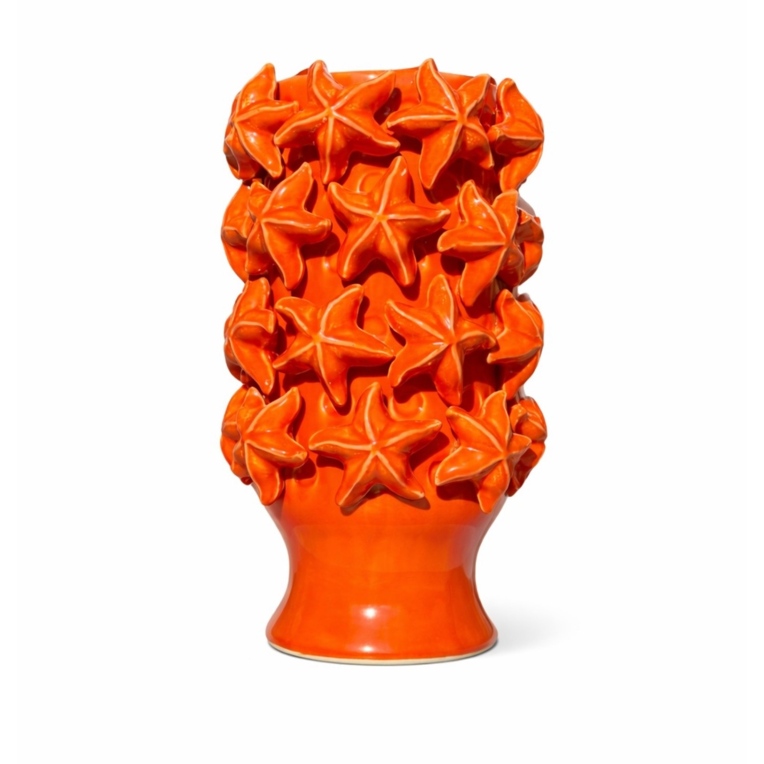Grand vase en céramique étoiles de mer orange