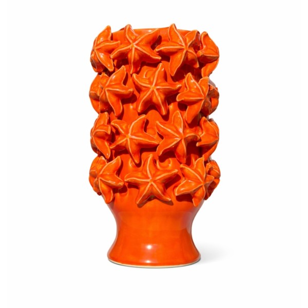Grand vase en céramique étoiles de mer orange